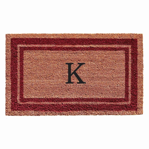 Calloway Mills Monogram Door Mat, Natural, Burgundy, 24 in W x 36 in L 152992436K - main